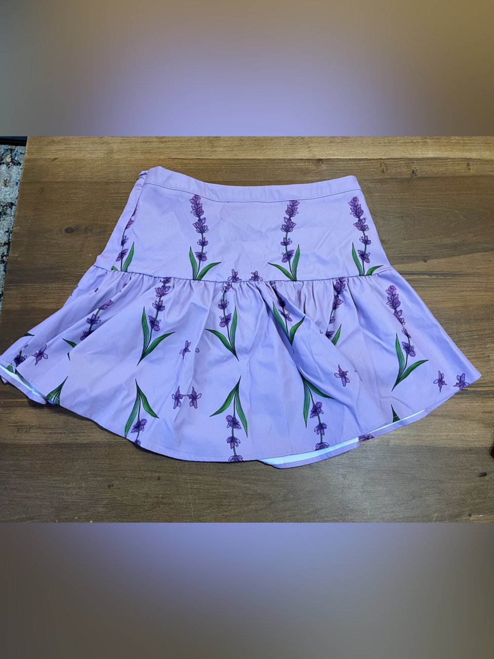 Lavender Floral Ruffle Mini Skirt